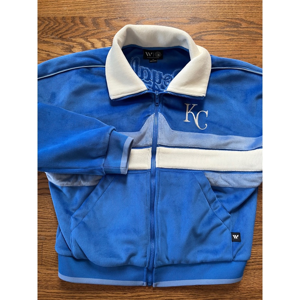 The Wild Collective Kansas City Royals MLB Corduroy Track Jacket Blue Women M